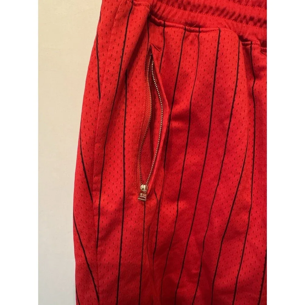 Fbrk Men’s XL Basketball Shorts Red Striped Mesh Drawstring